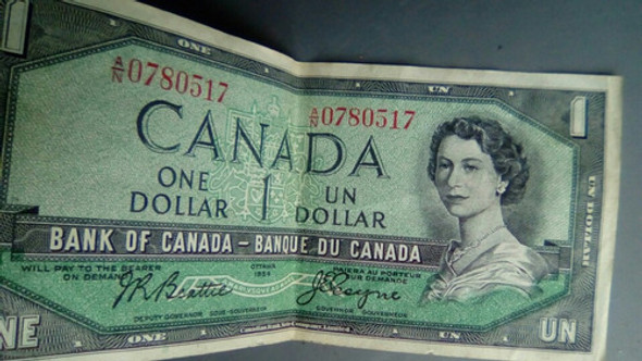 Antiguo Billete Un Dolar Banco Canada Año 1954 0 Antiguo Billete Un Dolar Banco Canada Año 1954 0