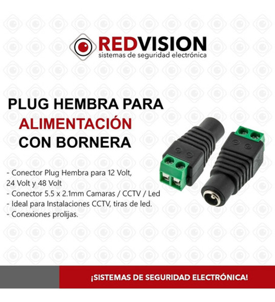 Plug Conector Ficha Alimentación Hembra Utp Cámara Cctv X10 1