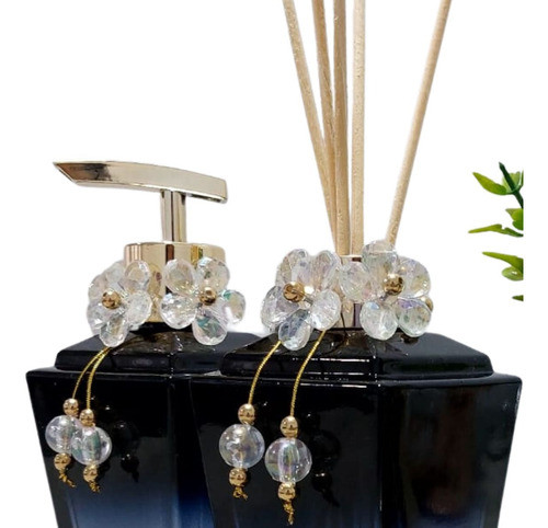 Pingente De Vidro Aromatizador Flor Acrilico Gold Luxo 0