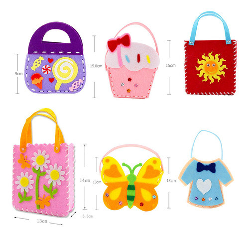 14x Bolsas Crianças Kit De Costura Pré-escolar Idades 5 + 1