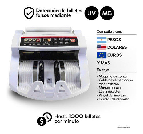 Contadora De Billetes Led Detector De Falsos Pesos Dolares 1
