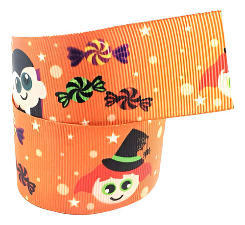 Fita Gorgurão Sublimada - Halloween Laranja C229 0
