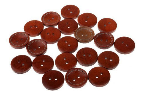 6 X 20x Flatback De Madeira 2 Furos Botões Para De 0