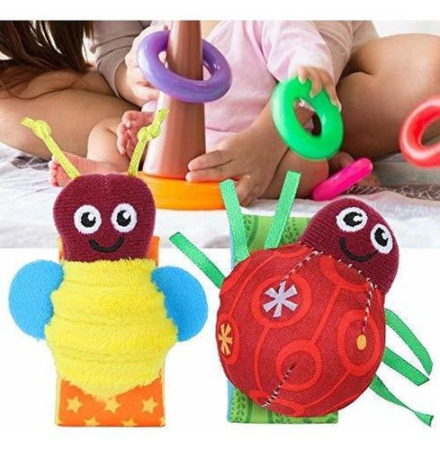 2 Piezas Sonajeros Infantiles Diseño De Insectos Pulseras D 1