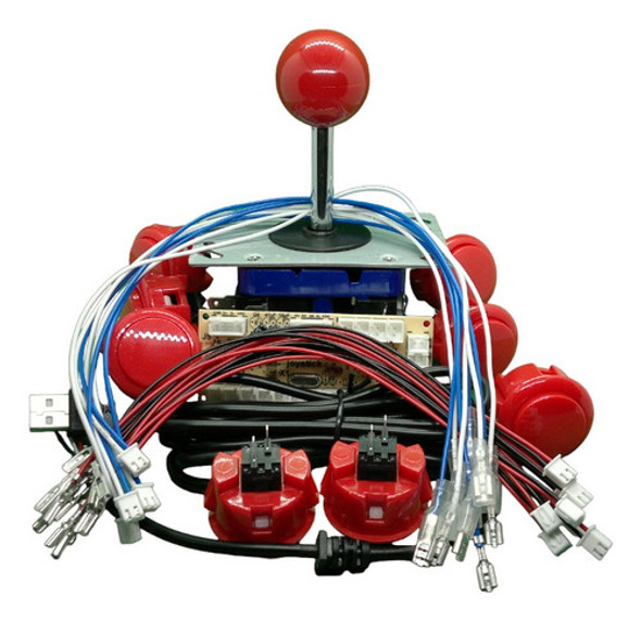Kit Similar Sanwa Comando + 8 Botoes + Placa Zero Delay 0