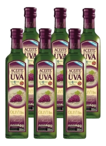 Aceite De Pepitas De Uva Olivi 6x500ml Botella Vidrio 0