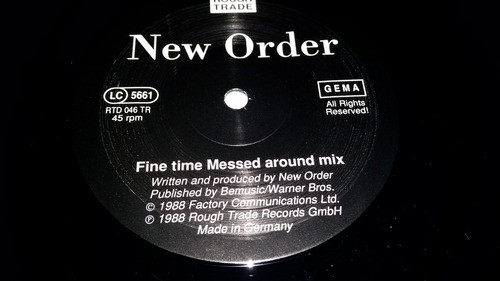 New Order Fine Time Remix Vinilo Maxi Germany Excelente 1988 1