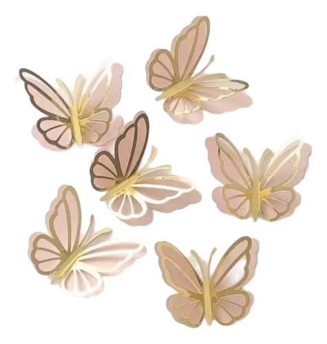 Pack Para Tortas 10 Flores 4 Mariposas Y 6 Hojas Doradas 0