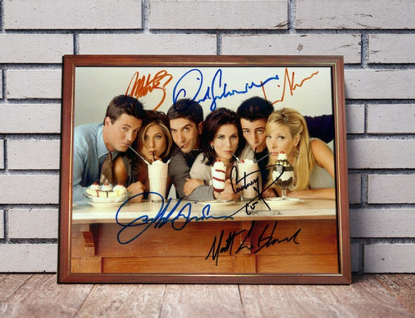 Friends - Poster Con Firmas Enmarcado En Cuadro Vidriado 0
