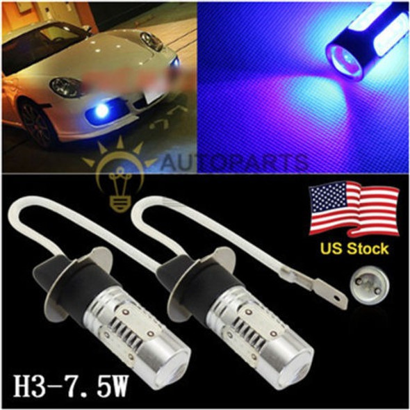 2 X H3 Azul Alta Potencia 7.5w Cob Led Bombillas Coche Niebl 1