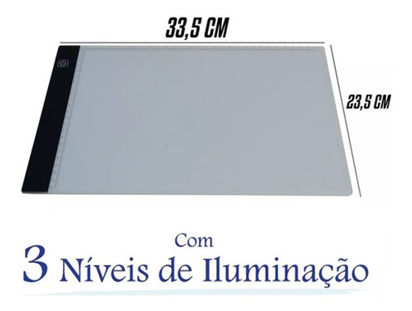 Mesa Led Intensidade Luz Desenho A4 Profissional Branco 1