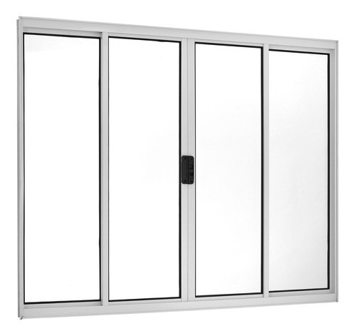 Janela De Alumínio De Correr 100x200cm 4 Folhas Central Wt 0