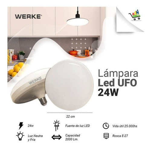 Lámpara Led Ufo 24w Color De La Luz Neutra Pack X2u 1