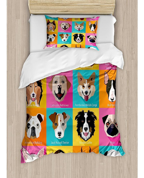 Ambesonne Animals Duvet Cover Set, Patrón Con Perros En Esti 0 Ambesonne Animals Duvet Cover Set, Patrón Con Perros En Esti 0