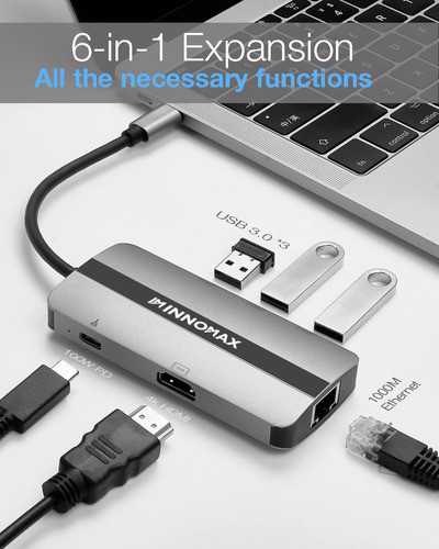 10 En 1 Alimentado 6 Puertos Usb 3.0 Thunderbolt 3/usb-c Hub 1