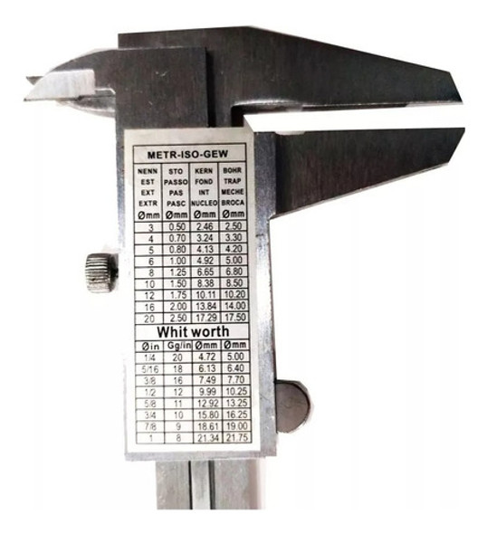 Calibre Medición Vernier  Mecanico 200mm Acero Inox C/ Estuc 1