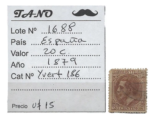Lote1688 España 20 Cent. Año 1879 Yvert# 186 Lujo 0