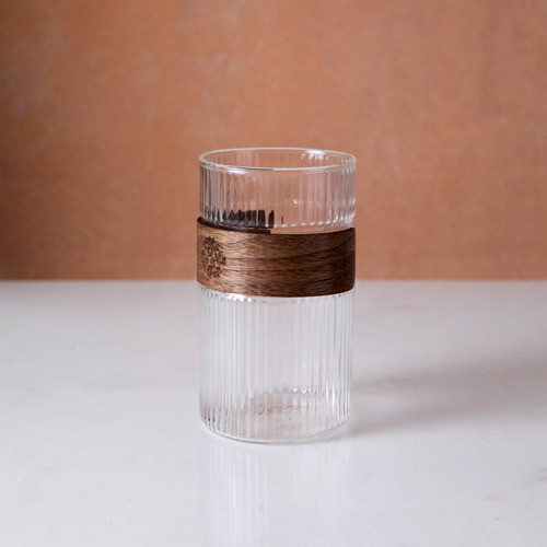 Vaso Vidrio Con Grip De Madera 500 Ml 1