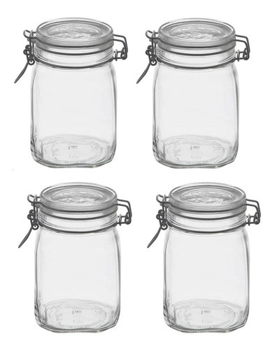 Kit 4 Potes De Vidro 1 L Hermético Cultivo Indoor Grow Led 0