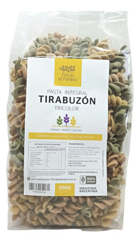 Pasta Integral Tirabuzón Fincas El Paraíso X 500 Gr Tricolor 0