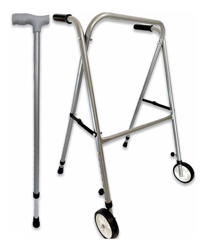 Carrito Ancianos Apoyo Ruedas Plegable + Bastón Regulable 0