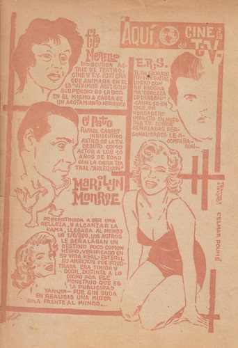 1962 Marilyn Monroe Dibujo Celmar Poume Only Uruguay Raro 1