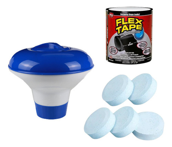 Boya Piscina Goldex + 5 Pastillas Cloro + Cinta Parche P G 0