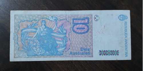 Billete Reposicion Bottero N 2826, 10 Australes.  Usado !!! 1