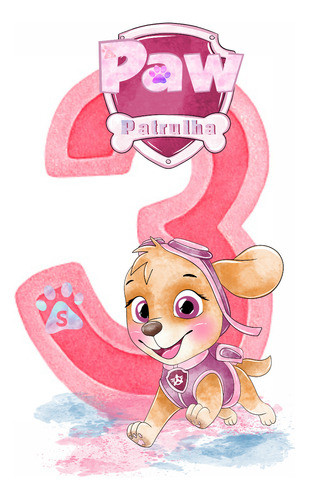 Chase Patrulha Canina Aquarela Num. A Escolher Display Mdf 1