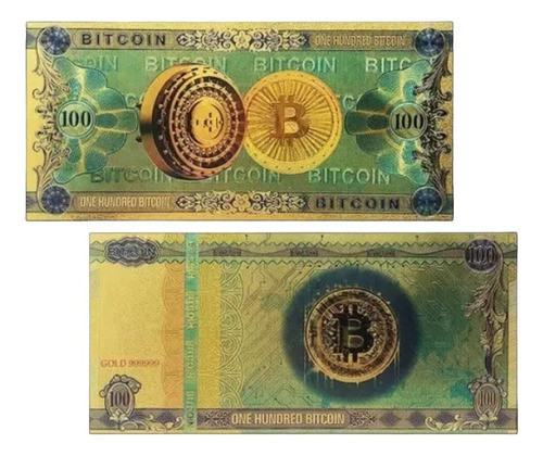 5 Nota Cédula Bitcoin Colecionador - 100 Bitcoins Btc 0