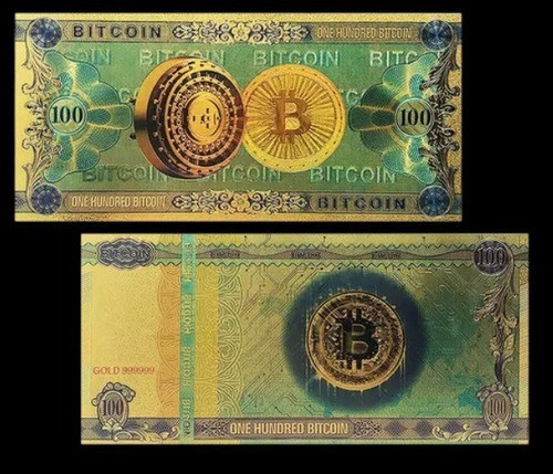 5 Nota Cédula Bitcoin Colecionador - 100 Bitcoins Btc 1
