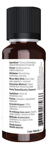 Óleo De Manjerona Now Foods Marjoram 30ml Importado 1