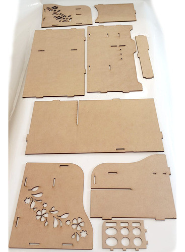 Kit Organizador Escritorio, Trabajo Mdf 3mm Flores 1