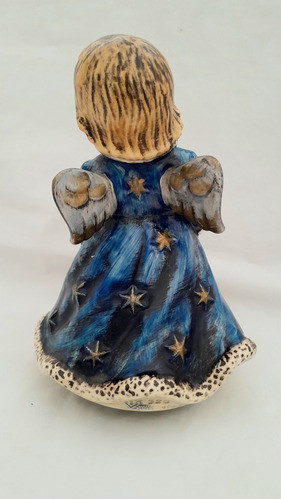 Antigua Caja Musical Porcelana Goebbels Ángel Giratorio Azul 1
