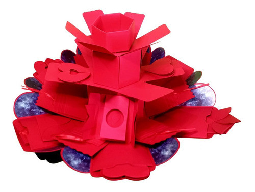 Caja Regalo Enamorados Madre Padre Aniversario Hex Roja Gde 0