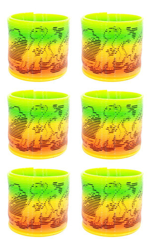 Pack X6 Resorte Mágico Redondo Dinosaurio Antiestress, 12390 0
