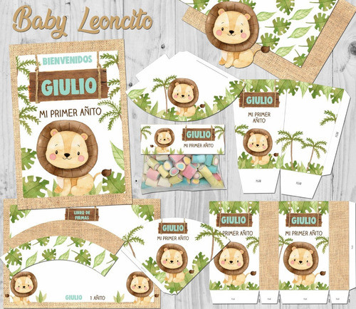 Kit Imprimible Baby Leoncito Textos Editables 1