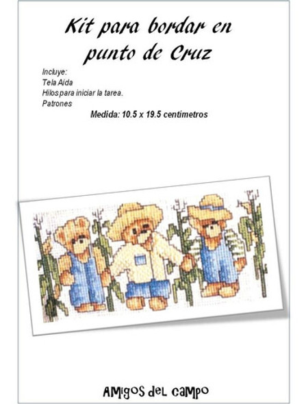 Kit Punto De Cruz Tela Hilo Y Patrones Amigos Del Campo 0