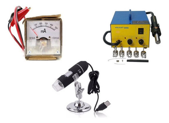 Kit Estação 850 110v, Microscopio 1000x,  Miniamperimetro 0