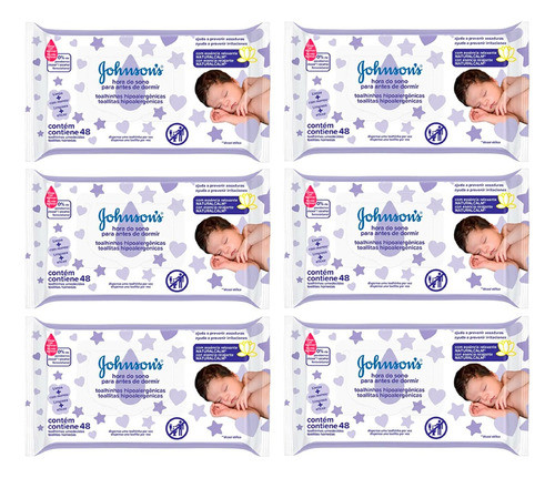 Johnson's Baby  X6 Toallitas Húmedas Antes De Dormir 48u 3c 0