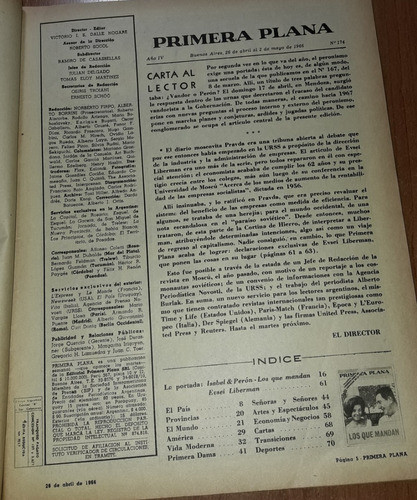 Revista Primera Plana N°174   26 De Abril Al 2 De Mayo 1966 1