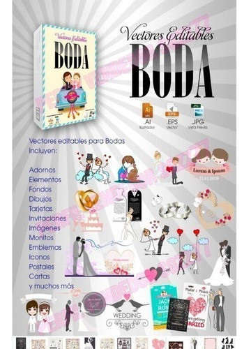 Vectores Editables Para Boda Super Paquete Super Precio 1