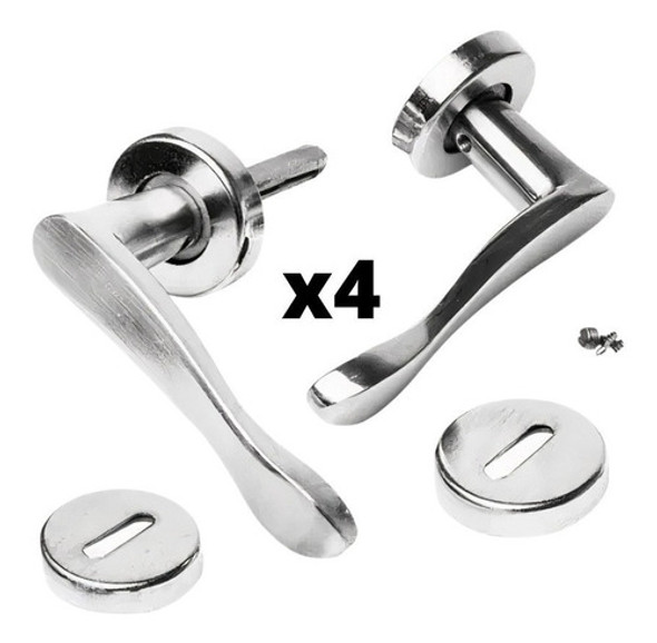 Picaporte Puerta Madera Aluminio Anodizado Premium Roma!!x4 0