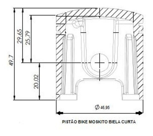 Kit Pistão C/ Anéis Moskito 80cc Biela Baixa - Rocatti 1