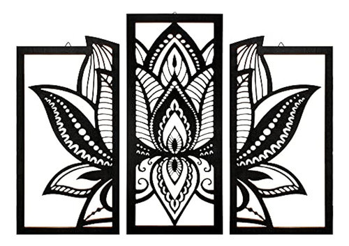 3 Piezas De Arte De Pared De Flor De Loto Grande Mandala De 0