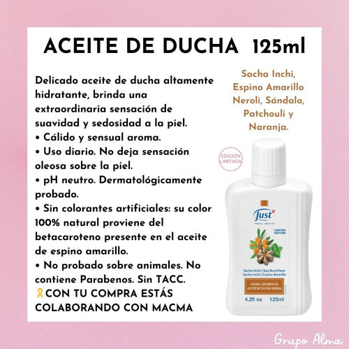 Aceite De Ducha Sacha Inchi 125ml | Swiss Just. 1