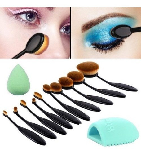 Pinceles De Maquillaje Profesional De 10pcs Conjunto Negro O 0