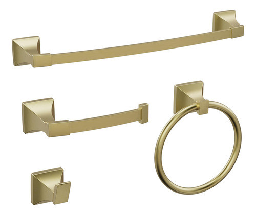 Juego De 4 Accesorios Para Baño 45cm/dorado 0