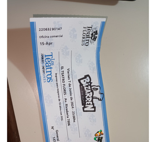 Entrada Para La Fiesta Bizarren 7/6 En El Teatro Flores 0