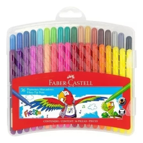 Marcadores Finos Faber Castell Caja 36 Unidades Con Estuche 0